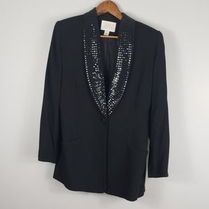 Valerie Stevens Black Blazer Skirt Suit Set Sz 10